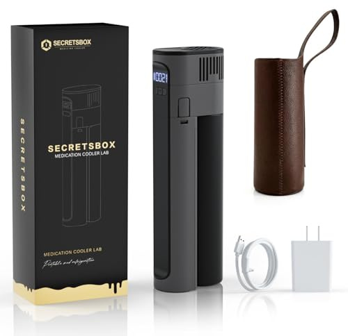 Mini frigo per medicinali con batteria, 1 Penna Frigorifero per Insulina | USB con temperatura regolabile da 2 a 25 °C, 3 livelli di intensità di raffreddamento, protezione antigelo sotto lo zero