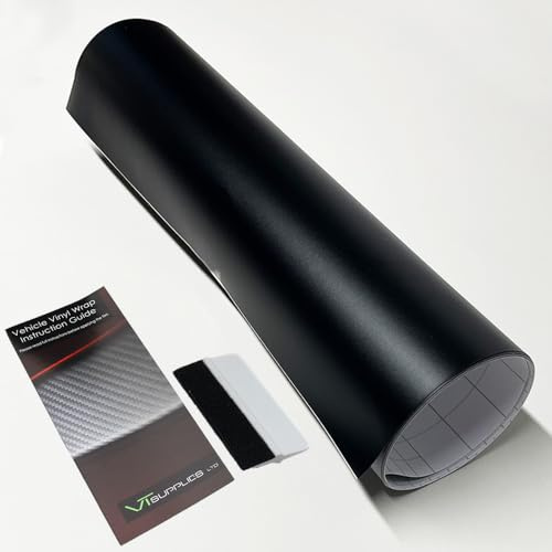 Matt Black Car Vinyl Wrap – Air Release Bubble Free Matte Black Self Adhesive Film Roll for Cars, Roof, Bonnet, Mirrors, Interior Trim & Motorcycles – Durable DIY Matte Wrap (0.3m x 1m)
