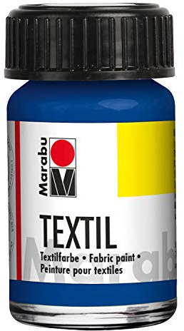Marabu 17160039052 - Tinte Textil para Tejidos claros, Azul Medio 15 ml, Tinta de impresión a Base de Agua, Lavable hasta 60 °C, fijación Mediante Planchado o Horno