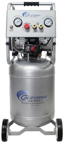 California Air Tools 10020CAD-22060 2.0 HP Ultra Quiet and Oil-Free Air Compressor, 10 Gallon Steel Tank with Wheels, 70 dBA Noise Level, Auto Drain Valve, 220V 60Hz