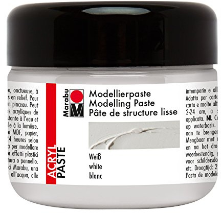 Marabu 12270025070 - Modellierpaste, cremige Acrylpaste auf Wasserbasis, lichtecht, wetterfest, gut deckend, für reliefartige bis plastische Strukturen, 225 ml, weiß