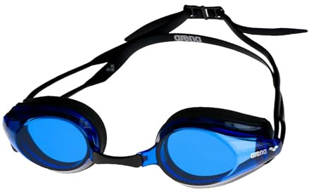 arena Tracks Anti-Fog Wettkampf Schwimmbrille Unisex für Erwachsene, Schwimmbrille mit UV-Schutz, 4 Austauschbare Nasenstege, Silikon Dichtungen