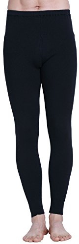 Paradise Soie Soie Cachemire Côté Tricot Homme Pantalon Thermique Long Johns Bas - Noir - Large