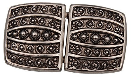 hübsche kleine silber antik Trachtenschliesse Verschluss Dirndl Schnalle Metall Annähen, Größe 38mmx22mm, made in Germany, (1 Stück)