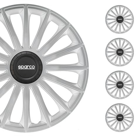 Sparco Spc1493Sv Set Copricerchi 4 Pezzi Treviso 14 Pollici Argento, Silver, Set Di 4