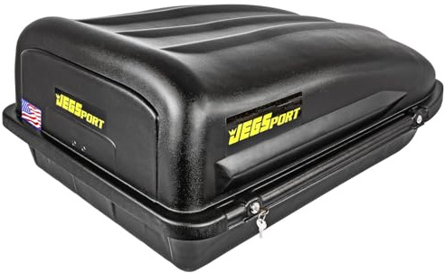JEGS Rooftop Cargo Carrier for Car Storage - Small Roof Rack Cargo Carrier - Heavy Duty Weatherproof Storage - Made in USA - 10 Cubic Ft - 110 Lb Capacity - Zero Tool Easy Assembly - Aero Design