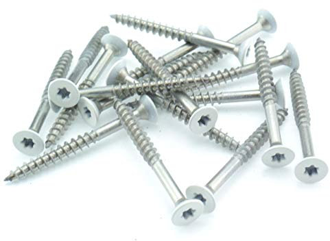 Spanplatten Holzbau Schrauben Edelstahl V2A weiss Torx Senkkopf 5x30mm, Stückzahl:10 Stk.