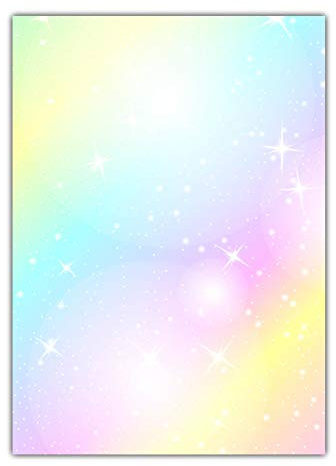 Rainbow Motiv-Briefpapier (MPA-5215, DIN A4, 100 Blatt) Regenbogen Motivpapier mit knallig bunten Farben und Sternen