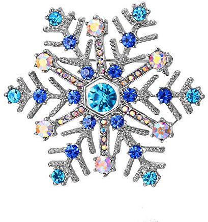EVER FAITH Strass Kristall Schneeflocke Brosche, Winter Blume Pin für Kleidung Blau