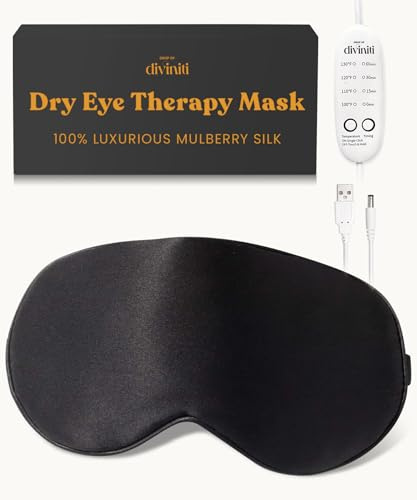 Silk Heated Eye Mask for Dry Eyes - Stye Treatment Dry Eye Mask Warm Compress for Eyes, Relieves Belpharitis, Pink Eye, Eye Compress for Dry Eyes, Dry Eye Moist Heat Compress Mask for Eyes (Black)