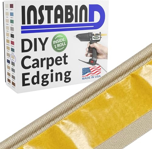 Instabind 54 ft Roll Premium Carpet Edge Binding – Regular Style Carpet Edge Trim for Do-It-Yourself Rug Edging- with Durable Hold & Easy Finishing for Rug Edges - USA Made Flooring Products, Heather