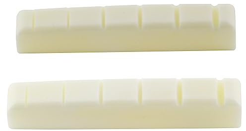 Musiclily Pro 42,95mm Skårad översadel Ben Elgitarr och Akustisk Gitarr Nut för 6 Strängar Ibanez och PRS, Elfenben (2 st)