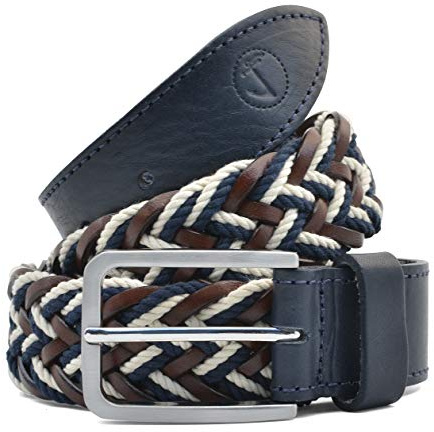 Seajure Geflochtenes Seeseil und Ledergürtel der Herren Navy, Braun und Creme (105)