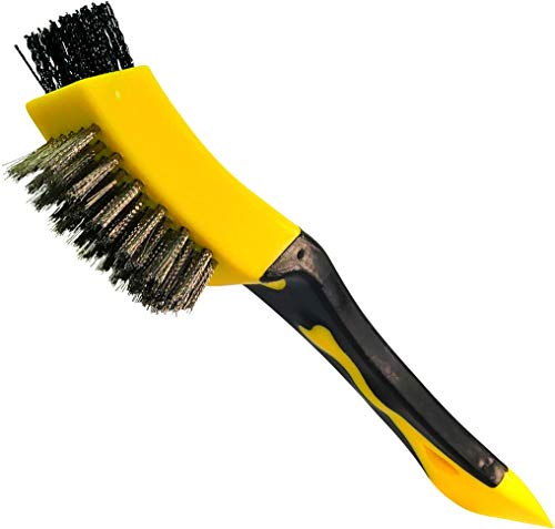 AERZETIX - Cepillo de alambre de Hierro y Plástico 2 en 1 con raspador - Longitud 210mm - Raspador Metálico de Mano - Mango de plástico bimaterial - Limpieza/Decapado/Pintura/Óxido/Raspado - C45947