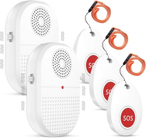 Daytech Notrufknopf für Senioren Notfallklingel für Zuhause Notruf Knopf Senioren Hausnotruf, Krankenpflege Ältere Panikalarm Caregiver Pager SOS Funkalarm 2xEmpänger+3xSOS Sender