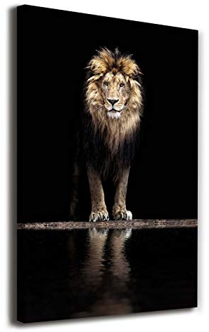 Tulup Leinwandbild - 70x100cm - Wandkunst - Drucke auf Leinwand - Leinwanddruck - Wohnzimmer Wanddekoration XXL - Wohnung Deko Kunstdrucke - Tiere - Schwarz - Porträt eines Löwen