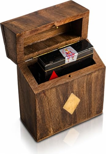 Geburtstagsgeschenkideen handgefertigte klassische hölzerne spielen kartenhalter deck box speicherkoffer organizer mit premium qualität 'ace' Spielkarten Jubiläumshauswarming Geschenkideen (Diamond)