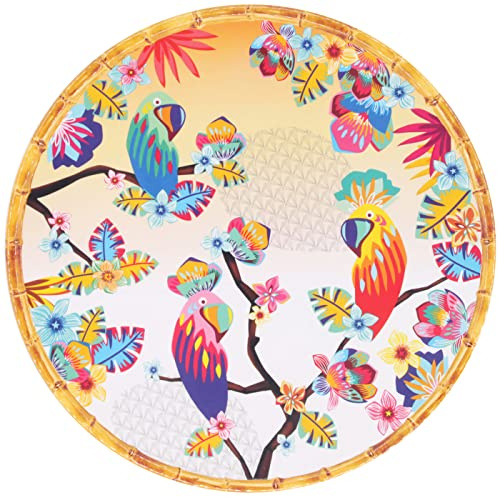 Les Jardins de la Comtesse - Plat de Présentation Rond en Mélamine - Perroquets de Bahia - 35,5 cm - Multicolore - Service de Table de la Vaisselle Quasi-Incassable MelARTmine