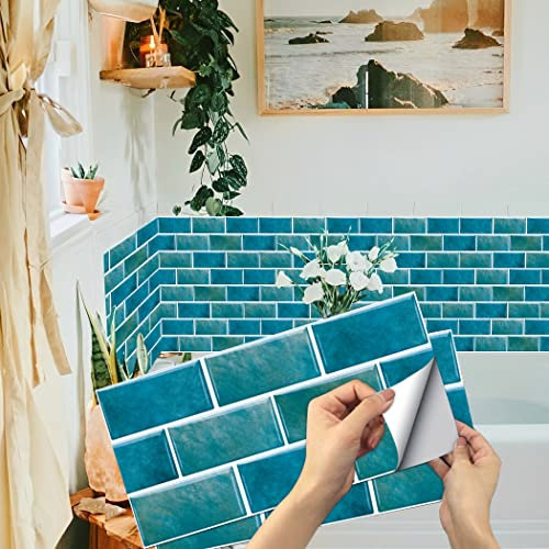12 Sheets Tile Stickers, Peel and Stick Vinyl Backsplash Tiles Self Adhesive Waterproof Oilproof Tiles Retro Style DIY Home Decor for Kitchen Bathroom