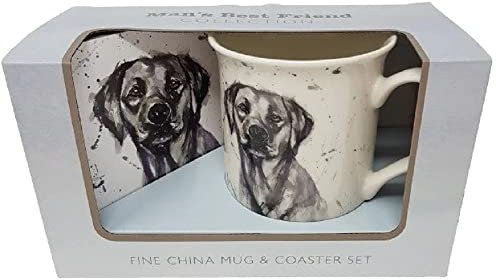 lesser and pavey Man's Best Friend Mug Matching Coaster Black Labrador LP34096 Set Boxed