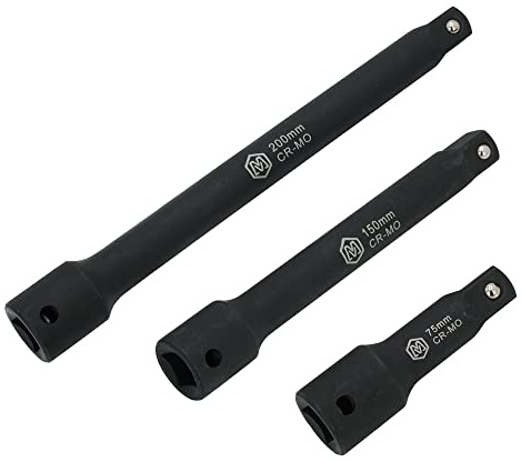 MichaelPro 1/2 Drive Impact Extension Bar Set, 3-Piece Socket Extensions - (3, 6, 8) - Heat Treated CR-V Steel, Manganese Phosphate Rust-Proof and Corrosion Resistant Lasting Quality - MP005041