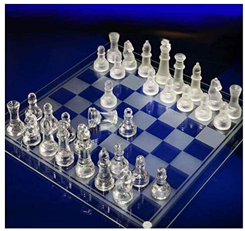 Chess Boards Sets Glass Frosted Traditional Set With Transparent Glass Board And Frosted & Clear Glass Pieces Party Fun Game Gift