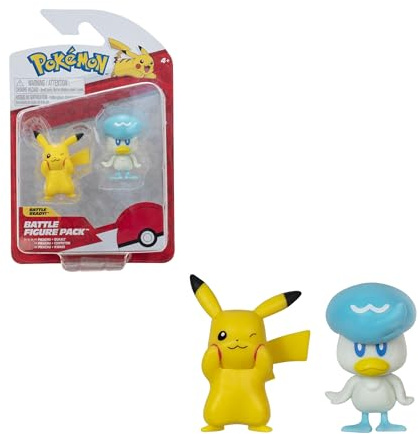 Bizak Pokemon Pack Doble Generacion IX, Incluye 2 Figuras con Gran Nivel de Detalle Quaxley + Pikachu (63223355)