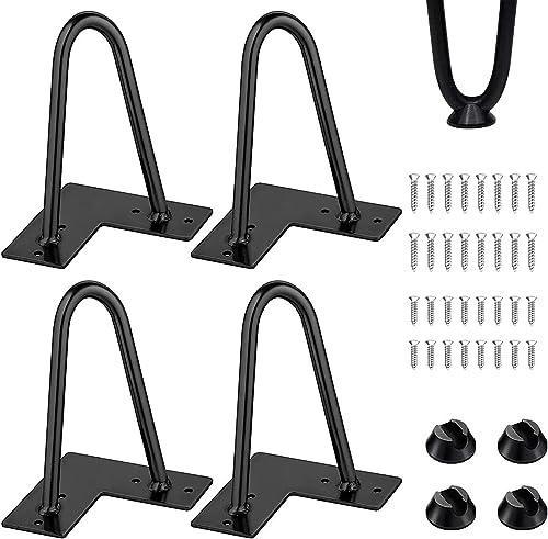 Thanaddo 4X Hairpin Legs Haarnadel Tischbeine, DIY Doppelstab Möbelfüße für Schreibtisch Esstischbeine,Mit Bodenschoner und 32pcs Schrauben (20cm 2 Streben)