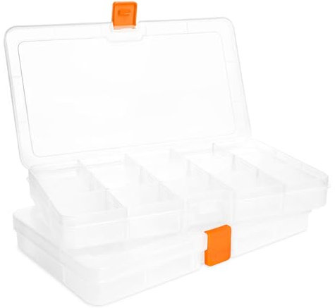 AMZfishing NEU 2x Tackleboxen | Angelkasten klein | Mini Angelbox | Kleinteilebox Angeln | Aufbewahrungsboxen | Tackle Box Angeln | Angelkoffer Kleinteile | Köderbox Angeln (a: 2 Stück)
