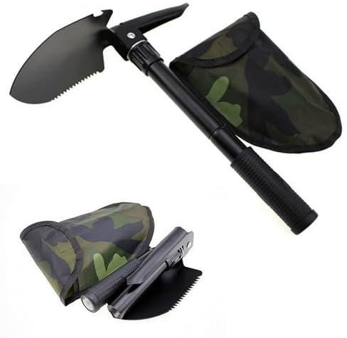 Klein bottle Pala da campeggio per esterni, piccone pieghevole multifunzionale, zappa, strumento di scavo portatile adatto per (emergenza auto, escursioni, giardinaggio e scavo)