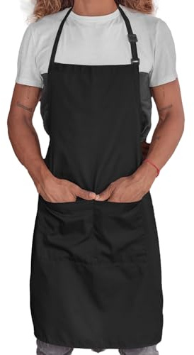 4sold Chefs Apron Unisex Professional Quality Butchers Kitchen Cooks Restaurant Bistro BBQ School College Double POCKETS 100% Cotton with Polyester Straps for Home Coffee house