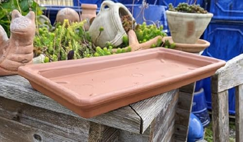 Generisch Italienischer Untersetzer/Teller für den 32 - er Blumenkasten aus Terrakotta Terracotta Unterteller Pflanztopf Balkonkasten Garten Deko Mediterran Vintage Landhaus