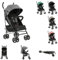 Passeggino KikkaBoo BEETLE, Passeggino da viaggio fino a 22 kg, Pieghevole, Leggero, Compatto, Grigio