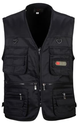 HZQIFEI Uomo Gilet da Pesca Multitasche Giubbino da Lavoro Smanicato Traspirante Outdoor Vest JRC Safari Giacche Gilet (Nero, 5XL)