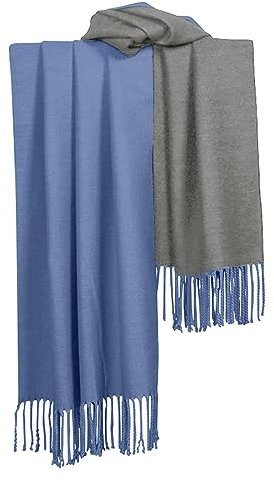 AMhomely Damen-Schals, Pashmina-Schals und Wraps für Hochzeit, grob gestrickter Schal, Damen, Winter, einfarbig, lang, drehbar, Quaste, Stolen, elegant, lang, Kaschmir-Strickschal, 02 hellblau, One