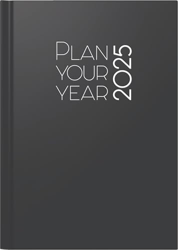 rido/idé Buchkalender Modell Chefplaner (2025) „Plan Your Year“, 1 Seite = 1 Tag, A5, 400 Seiten, Kunstleder-Einband, schwarz