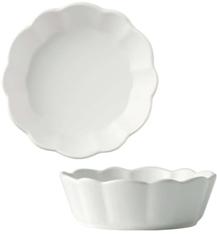 TYMYYS Small Round Baking Dish Set Of 2, Colorful Ceramic Casserole Dish, Round Ceramic Pie Plate-white-15cm