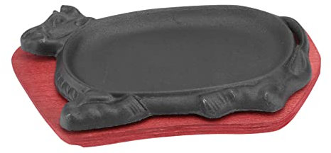 Alipis Cast Iron Steak Pan Round Teppanyaki Frying Pan Non-Stick Iron for Grilling Baking and BBQ Cooking Trays