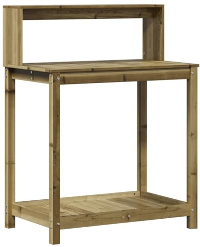 vidaXL Table de Rempotage avec Étagères, Table de Plantation avec Rangement, Banc de Rempotage, Table à Plantes Jardin, Bois de Pin Imprégné