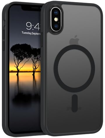 GaoBao Strong Magnetic for iPhone XS Max Case, Fashion Slim Fit iPhone XS Max Phone Case [Compatible with MagSafe] Classic Shockproof Translucent Matte Protective Cover for iPhone XS Max 6.5, Black