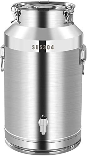 ZGYOZMNG Milchkanne aus Edelstahl, Gärfass – 15 l/20 l/28 l/35 l/42 l/48 l, Transport- und Sammeldosen für Milch, Wein, Bier, Fass, Flüssigkeitsbehälter/Silber/28 l (Silber 20 l) (Silber 20 l)