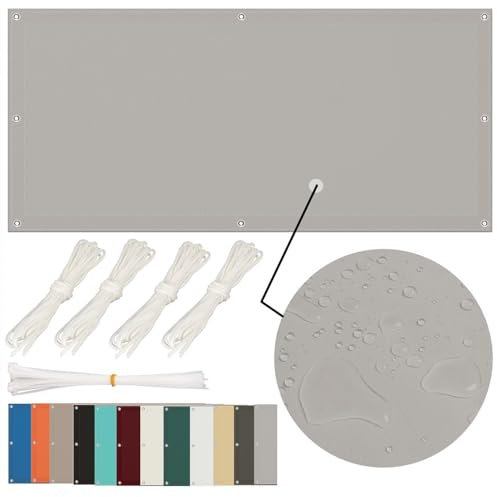 Sonnensegel 1.5x2m, Sonnensegel Wasserdicht 1,5x2 m Rechteckig mit ösen, Sonnenschutz Balkon Sonnensegel Terrasse Ohne Bohren, Segeltuch für Terrasse Garten UV Schutz, Schwer, Hellgrau