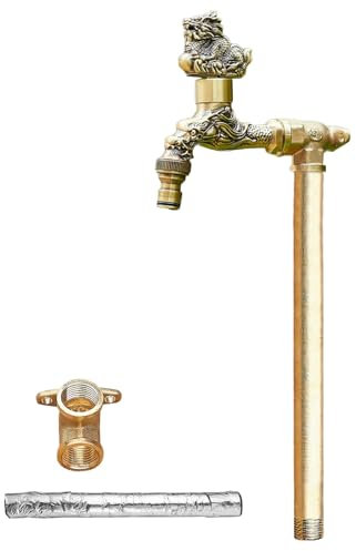 LXRHLIKG Antiker Wasserzapfsäule Garten, Bodenmontierter Wasserhahn Garten aus Kupfer mit Frostschutzbaumwolle(80cm/31in)