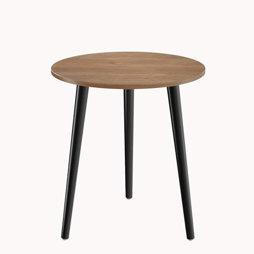 Petite table basse ronde en noyer et noir facile à assembler 42 x 51 cm Convient pour salon, chambre à coucher, petit espace