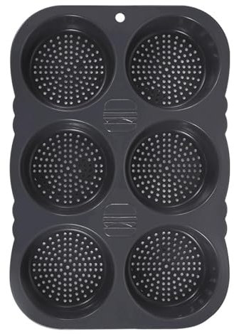 Molde para pan de hamburguesa - Bandeja de pan de hamburguesa reutilizable, molde de hamburguesa de silicona con 4/6 cavidades para moldes de muffins | Plato de cocción de acero al carbono, molde
