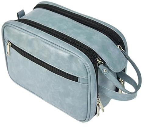 Neceser de aseo para hombres, bolsa higiénica para hombres – Estuche de viaje PU bolsa de afeitar, organizador de artículos de tocador, bolsa de cosméticos para hombre, bolsa de viaje de baño con gran