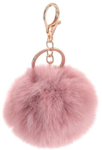 QUARKZMAN Pom Pom Schlüsselanhänger, Kunstpelz Puff Ball Schlüsselanhänger, Weicher Niedlicher Plüsch Flauschiger Ball Schlüsselring für Damen Geldbörsen Handtaschen Rucksack (Weiß)