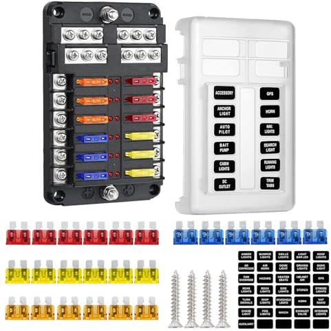 12-Fach KFZ Sicherungskasten, 100A Sicherungsblock mit LED-Warnanzeige, Wasserdicht, für Auto Boot Marine