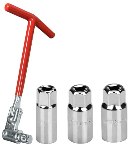 QQdou Zündkerzenschlüssel Set,16mm, 18mm, 21mm Universal 4-teilig, T-förmig Autozündkerzenschlüssel, Zündkerzenentferner-Werkzeug, Motorrad Werkzeug