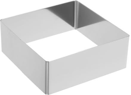 FONDOTIN Square Stainless Steel Mousse Ring 7 Inch Cake Cutter Baking Mould for Pastry Dessert Silver